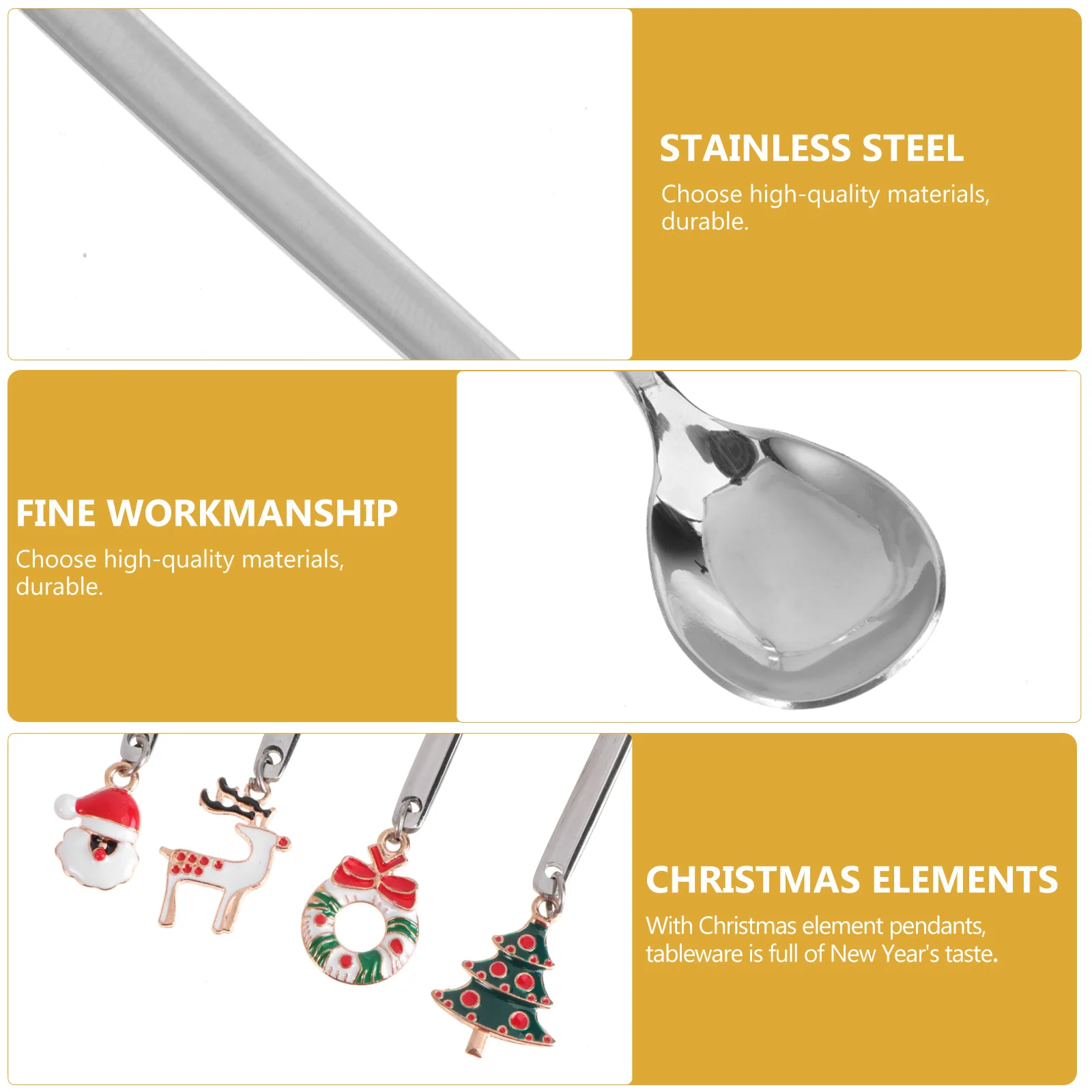 

4Pcs Christmas Tree Coffee Mixing Spoons Rust-Proof Long Handle Exquisite Stainless Steel Chic Tableware for Kitchen Supplies