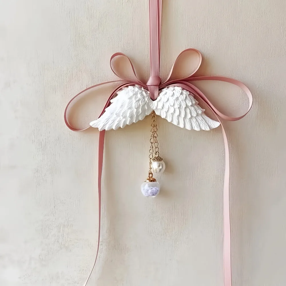 2pcs Creative Compact Angel Wings Shape Pendant Silicone Mold Car Hanging Casting Plaster Mold - view 5