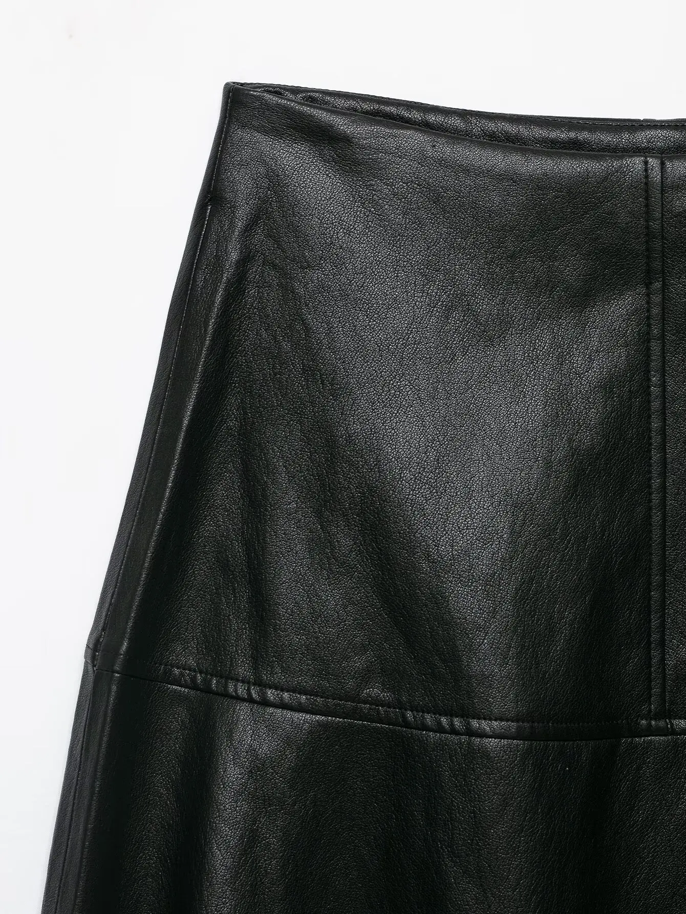 TFMLN Damen Midirock mit hoher Taille, A-Linie, aus PU-Leder, langer Rock, elegant, modisch, einfarbig, für das Büro, Damenrock, Herbstneuheit – Detail 20