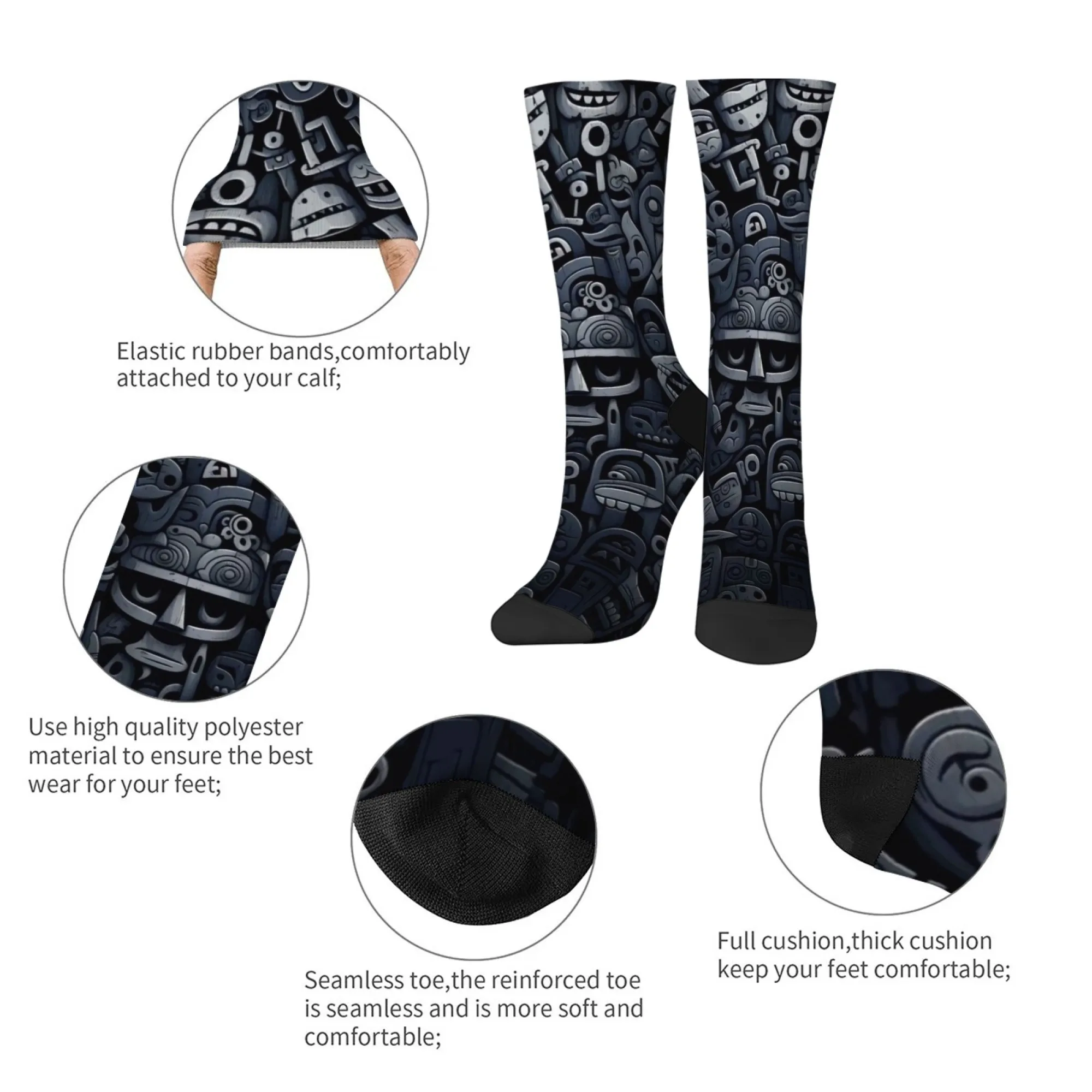 رواية Harajuku الرجعية الحضارة الهندسية الطوطم طباعة الرجال الجوارب مريحة للتنفس عدم الانزلاق الجوارب الشارع حفلة متعة هدية
