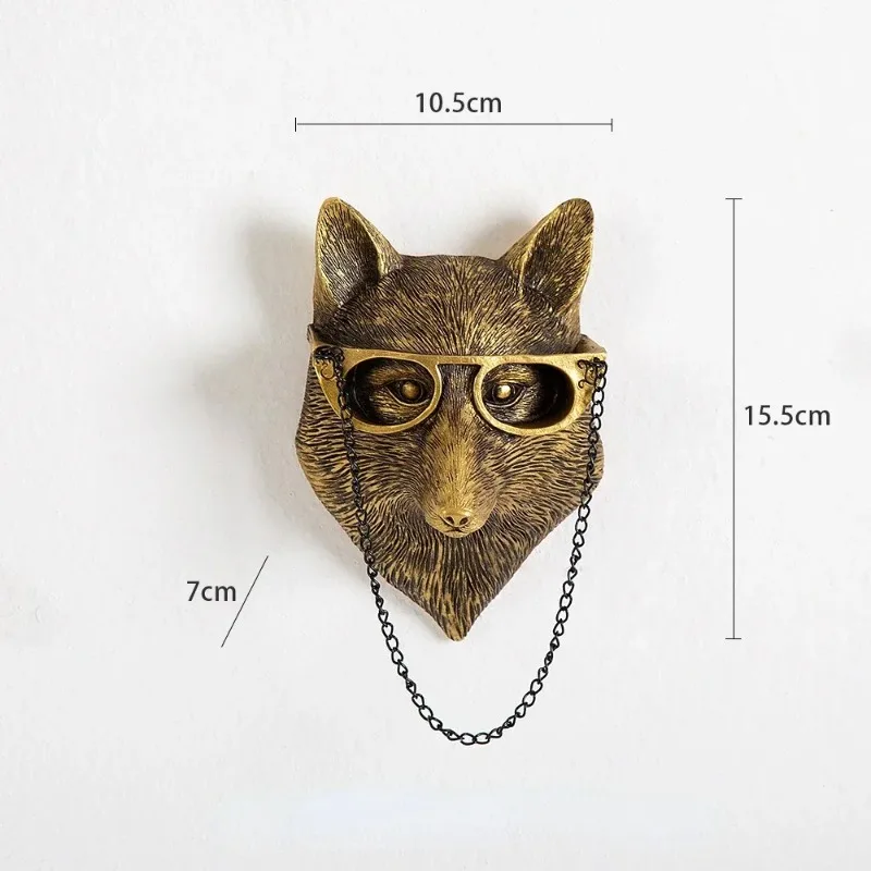Wall Decoration Resin Imitation Copper Animal Deer Head Wall Storage Hook Wall Hanging Indoor Fireplace Office Decor Figurines