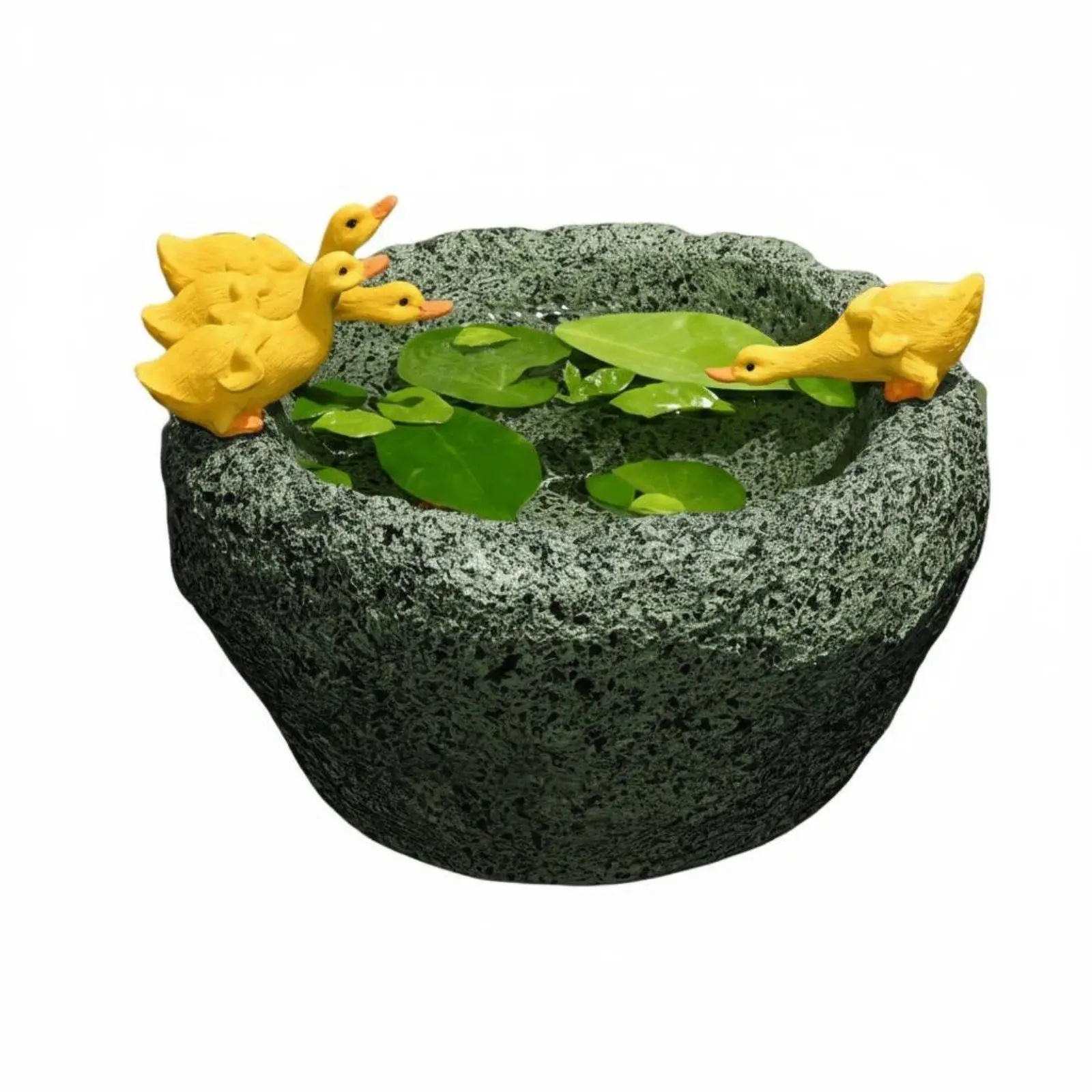 Duck Figurine Planter Creative Design Faux Stone Duck Pot Hand-Painted Resin