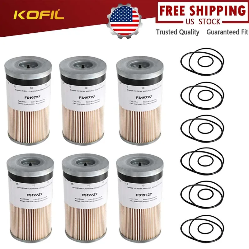 

6 упаковок FS19727, топливный фильтр, водоотделитель, совместимый с двигателем Kenworth Cummins ISX ISM ISX15 X15, заменяет FS19728, FS19729