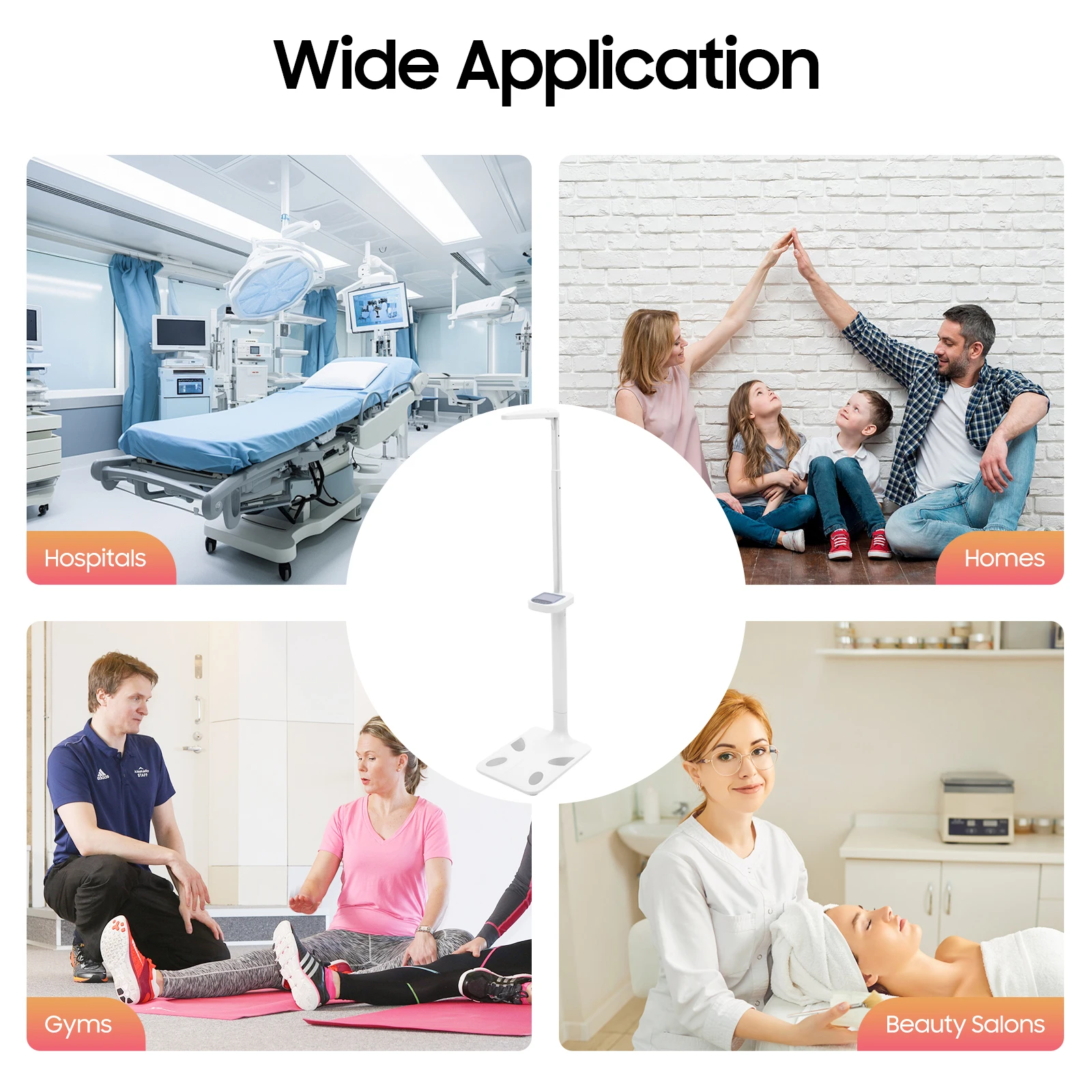 محلل الجسم الذكي بالموجات فوق الصوتية - مقياس رقمي مع قياس الارتفاع والدهون في الجسم لكتلة BMI/العضلات/كتلة العظام، قابس أمريكي 100-240 فولت