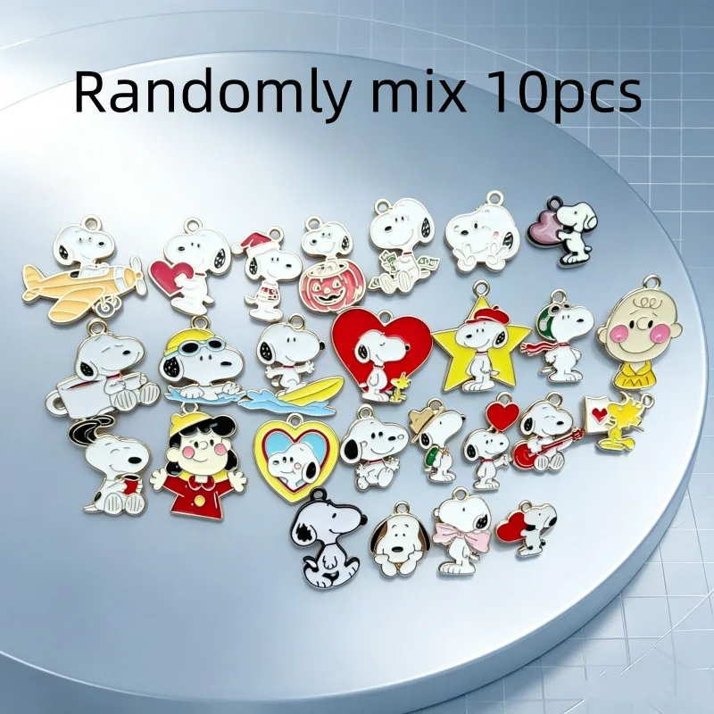 10Pcs Mixed Cartoon Dog & Figure Enamel Charms Metal Pendants For DIY Necklace Earring Keychain Jewelry Making Supplies