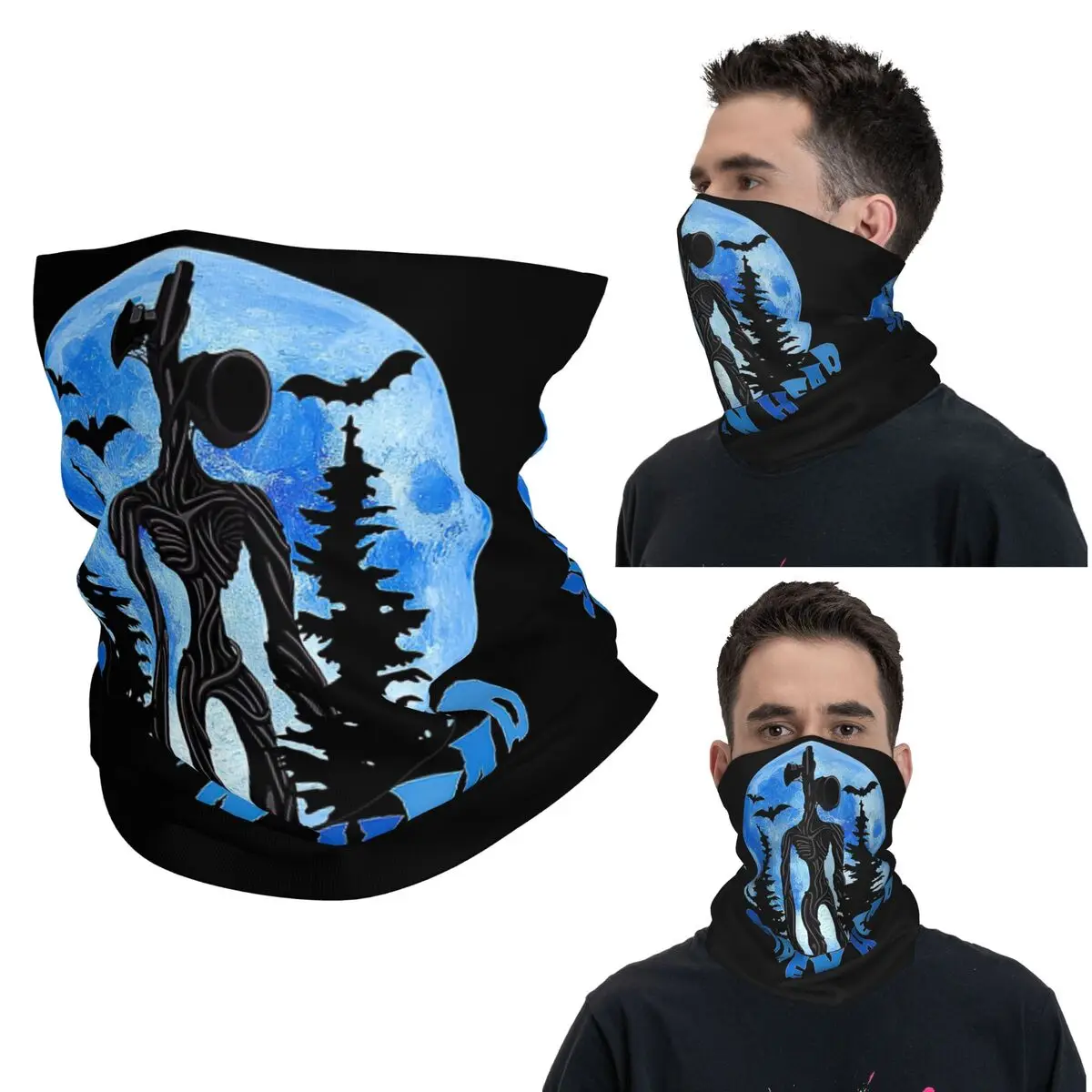 

Cartoon Horror Creepypasta Siren Head Bandana Neck Gaiter Printed Wrap Mask Scarf Balaclava Cycling Unisex Adult Washable