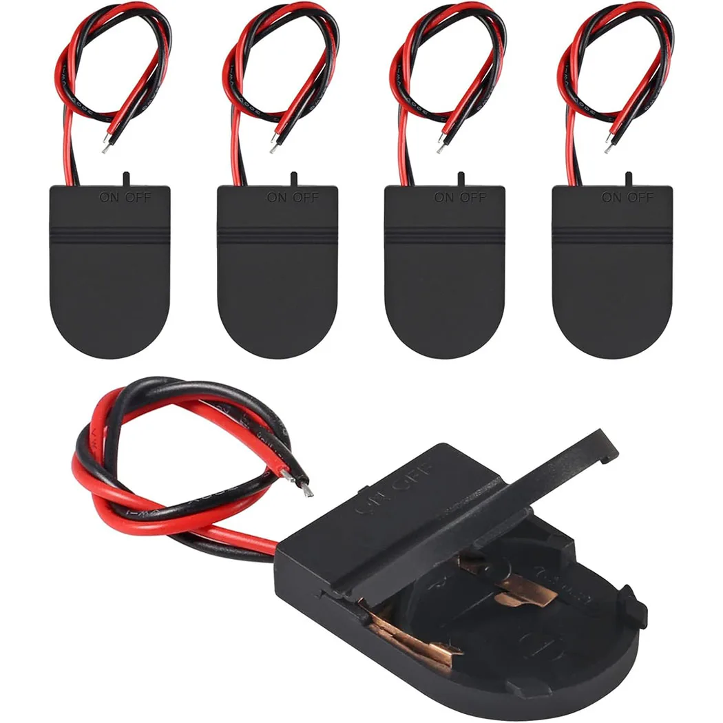 5pcs  Button Battery Holder Coin Cell Battery Holder with Switch CR2032 1 X 3V Battery Holder Battery Storage Boxes Cover