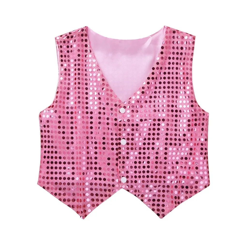 Kids' Hip Hop Sequined Vest - Dance Performance Costume for Boys & Girls, Jazz & Street Dance Stage Wear