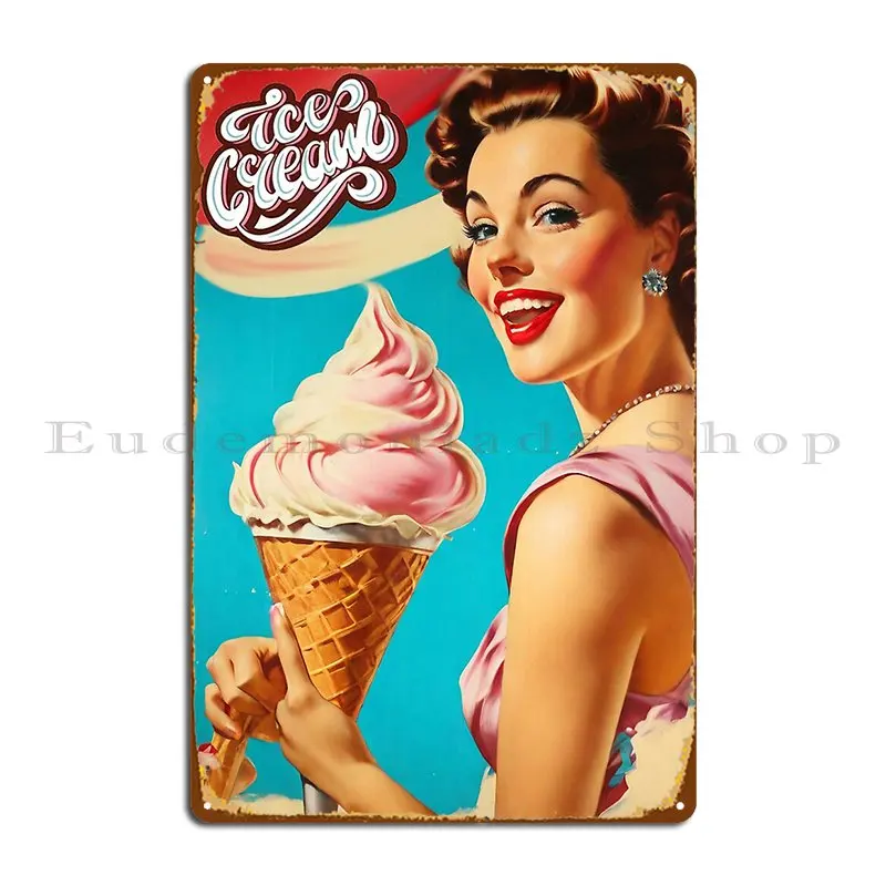 1950s Style Icream Food Poster Pinup Sign Vintage Classic Design Metal Signs Wall Mural Kitchen Print Pub Plates Tin Sign Poster