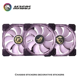12CM Computer Cooling Fan Decorative Sticker PC Gamer MOD Toy MSI ROG AORUS Logo Paste Black, 3Pcs/Lot