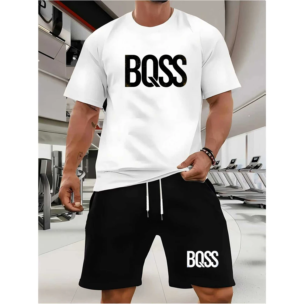 

Summer Fashion Trendy Casual Sports Two Piece Set Youth Men's Short sleeved T-shirt+Shorts Set