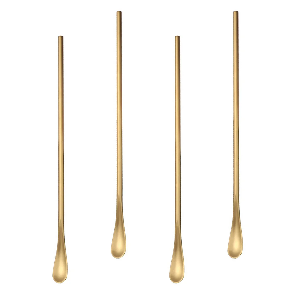 

4Pcs Stainless Steel Ice Spoon Long Handle Flat Surface Perfect for Honey Syrup Coffee Stirring Mixing Spoon Long Handle Spoons