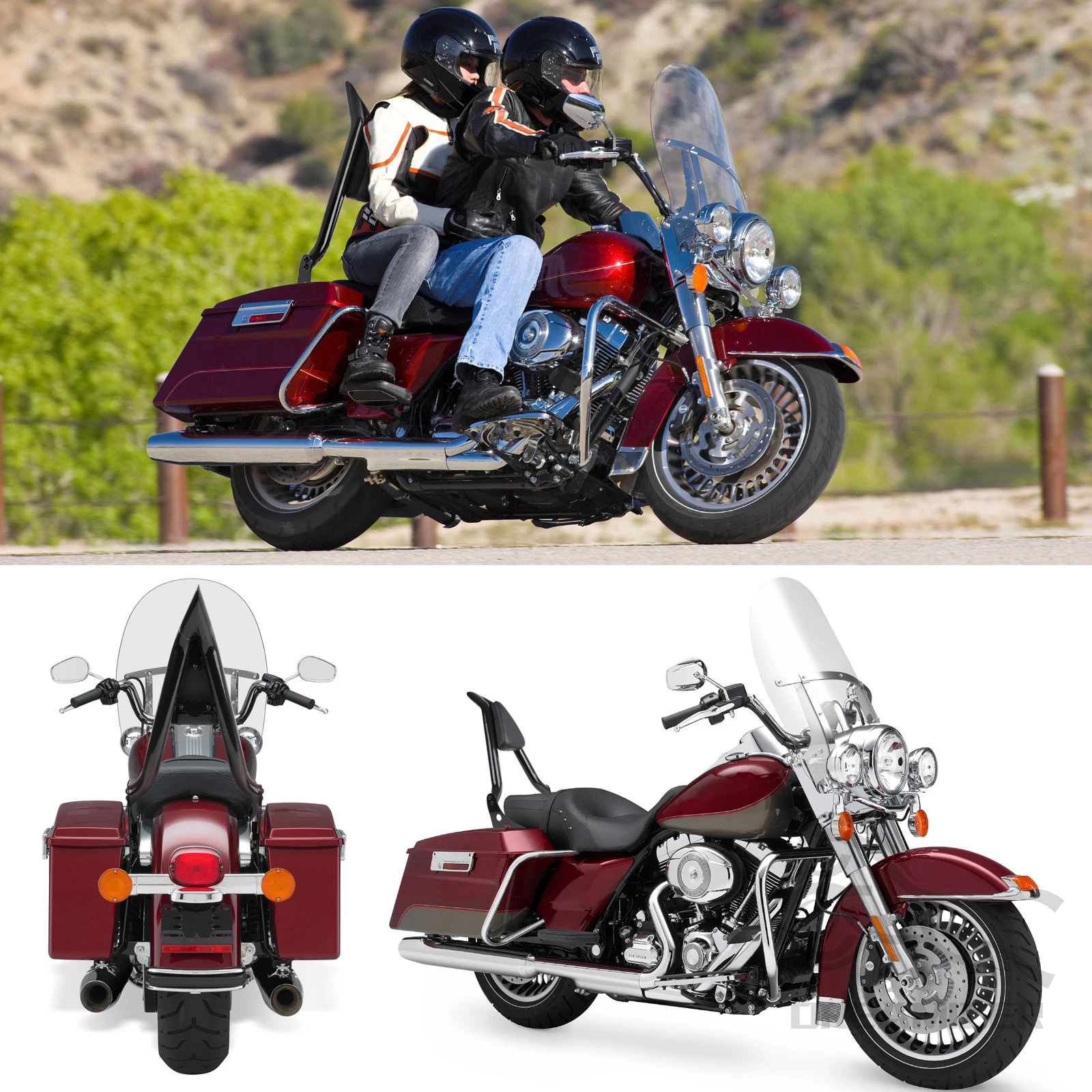 22 ''ผู้โดยสาร Sissy Bar พนักพิงรถจักรยานยนต์ด้านหลังที่ถอดออกได้พนักพิงสําหรับ Harley Touring Road King Street Electra Glide 2009-23