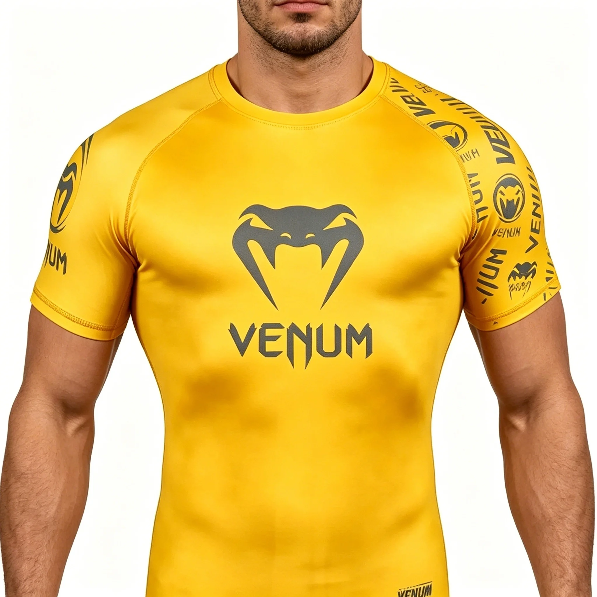Camiseta de Compressão Esportiva de Manga Curta Respirável e de Secagem Rápida para Treinamento Fitness, Camiseta Slim-Fit para Academia