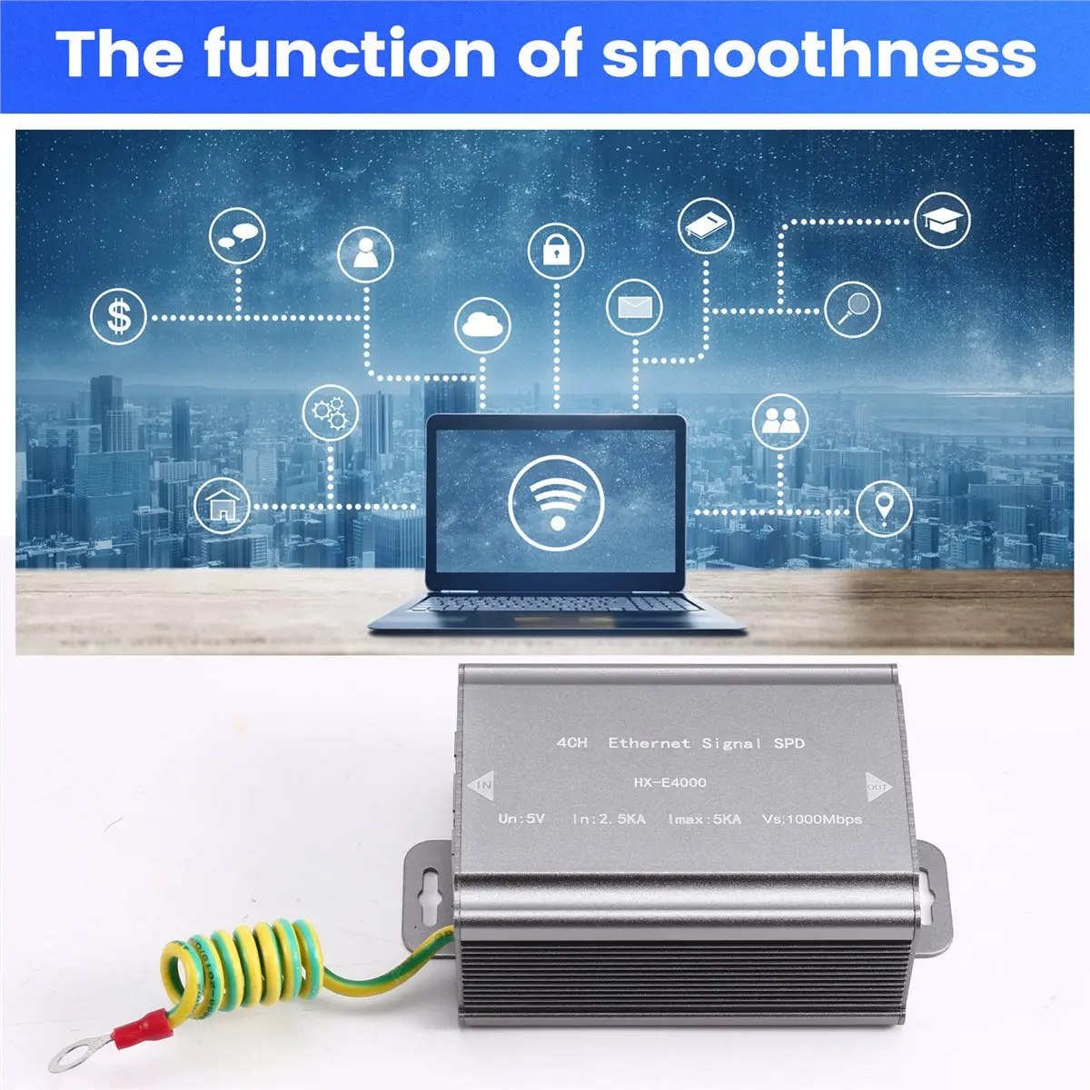 ABAN 4Ports 1000M Network Cable Signal -Arrester RJ45 Camera Thunder Multi Port Monitoring Surge Protector
