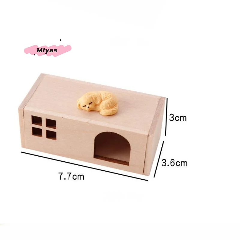 1/12 Scale Miniature Dollhouse Kennel Pet House - Cat And Dog Ornament Furniture Model Decor Toy Set for Dollhouses
