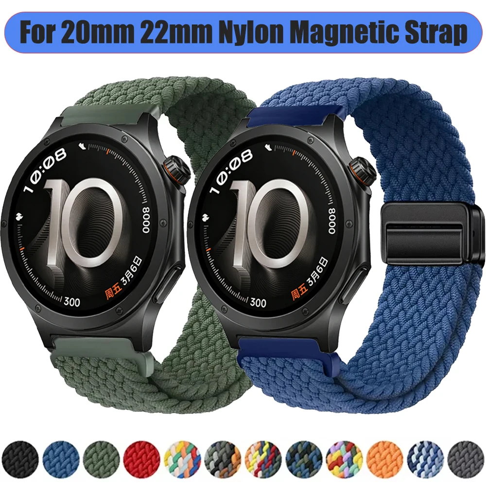 20mm 22mm Nylon Strap for Oppo Watch X3/X2/S Magnetic Wristband for Amazfit Active 3/2/Max/Balance 2 1/Huawei Watch GT Runner 2