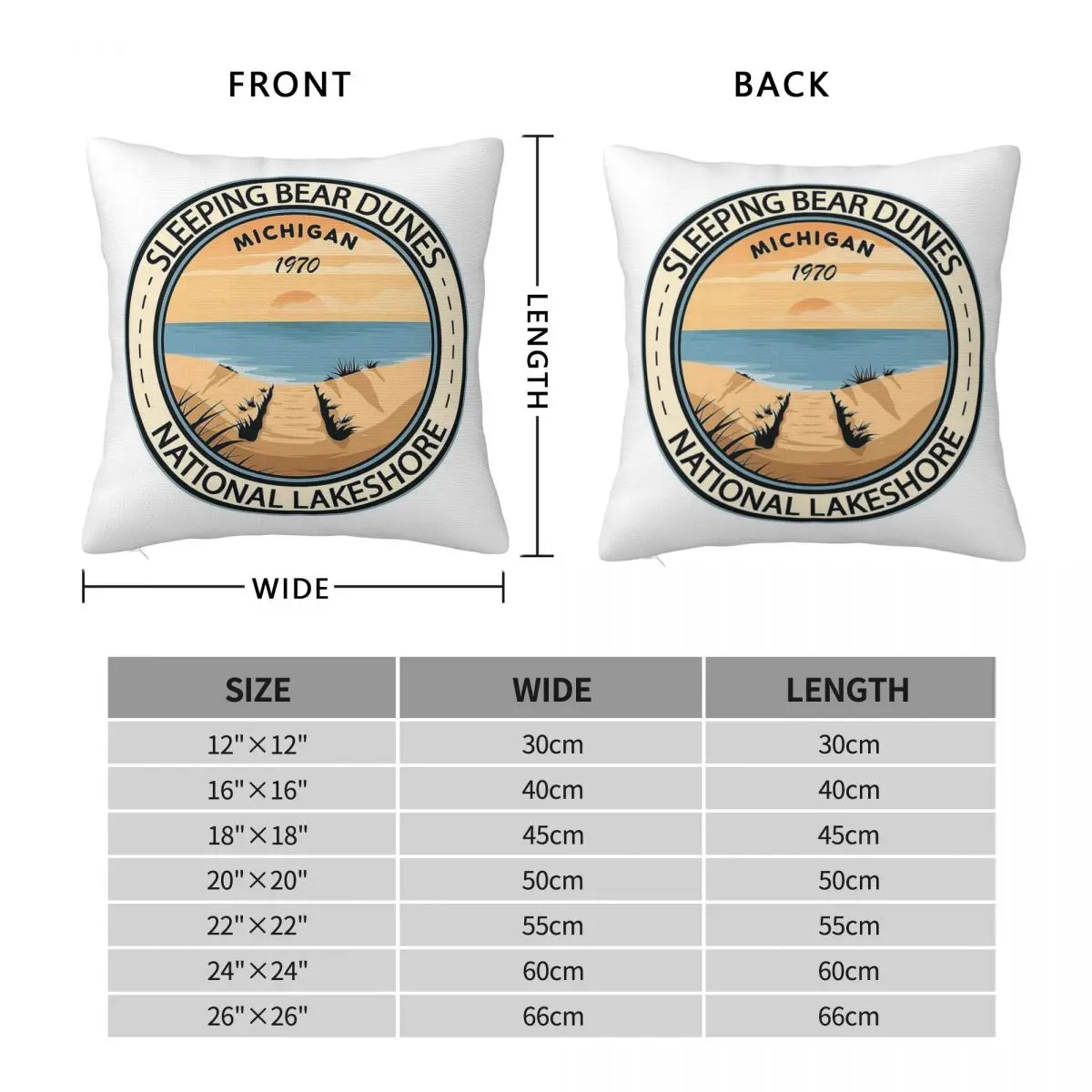 Sleeping Bear Dunes National Lakeshore Square Pillowcase Polyester Linen Velvet Creative Zip Decorative Pillow Bed Cushion Cover