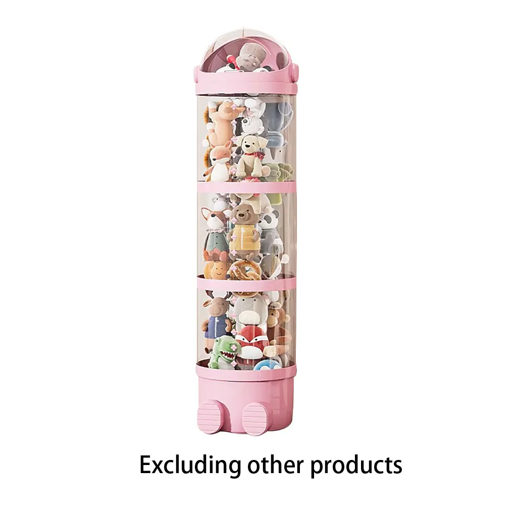 Tubo de almacenamiento de juguetes de peluche, organizador de felpa apilable para sala de estar, almacenamiento de zoológico relleno con tapa