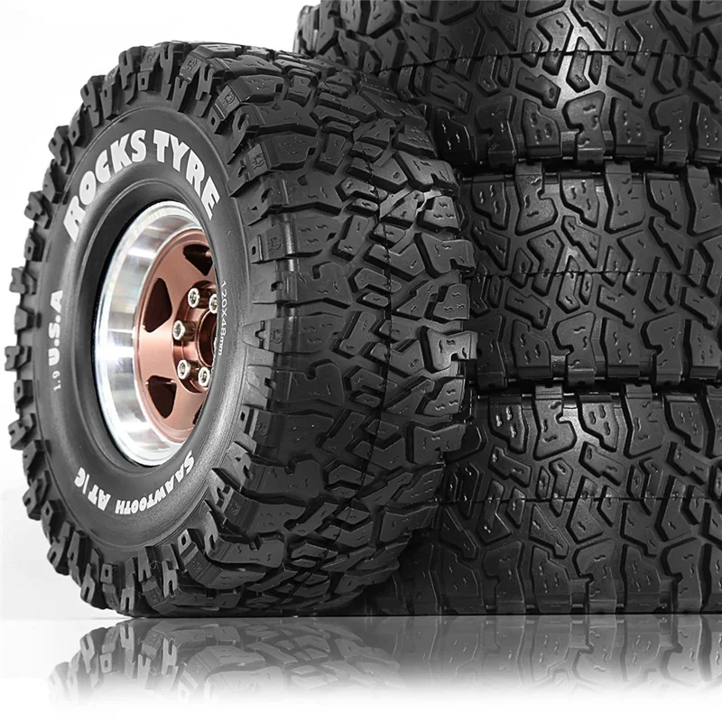 A73E-1.9 Inch Metal Beadlock Wheel Rims 4Pcs Set Crawler Tires For 1/10 RC Crawler Car Axial SCX10 II III Pro Capra TRX4 D90 MST