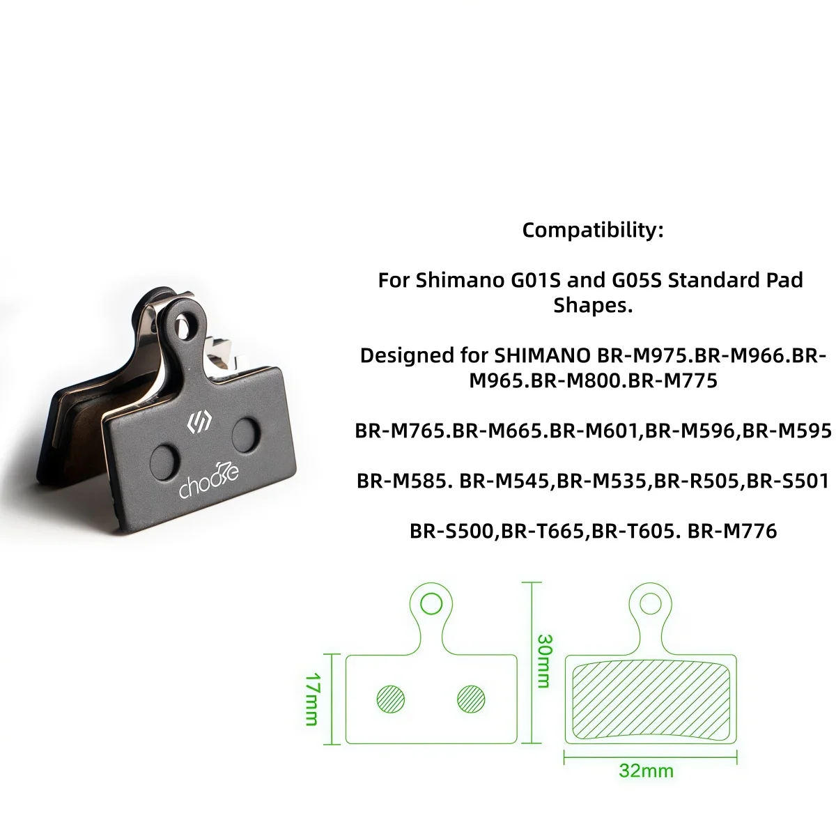 SUNTNUR 2 Pairs Bike Brake Pads For SHIMANO G01S G05S RX M9100 R9270 Disc Brake - 32x30x4mm Ceramic / Sintered / Resin
