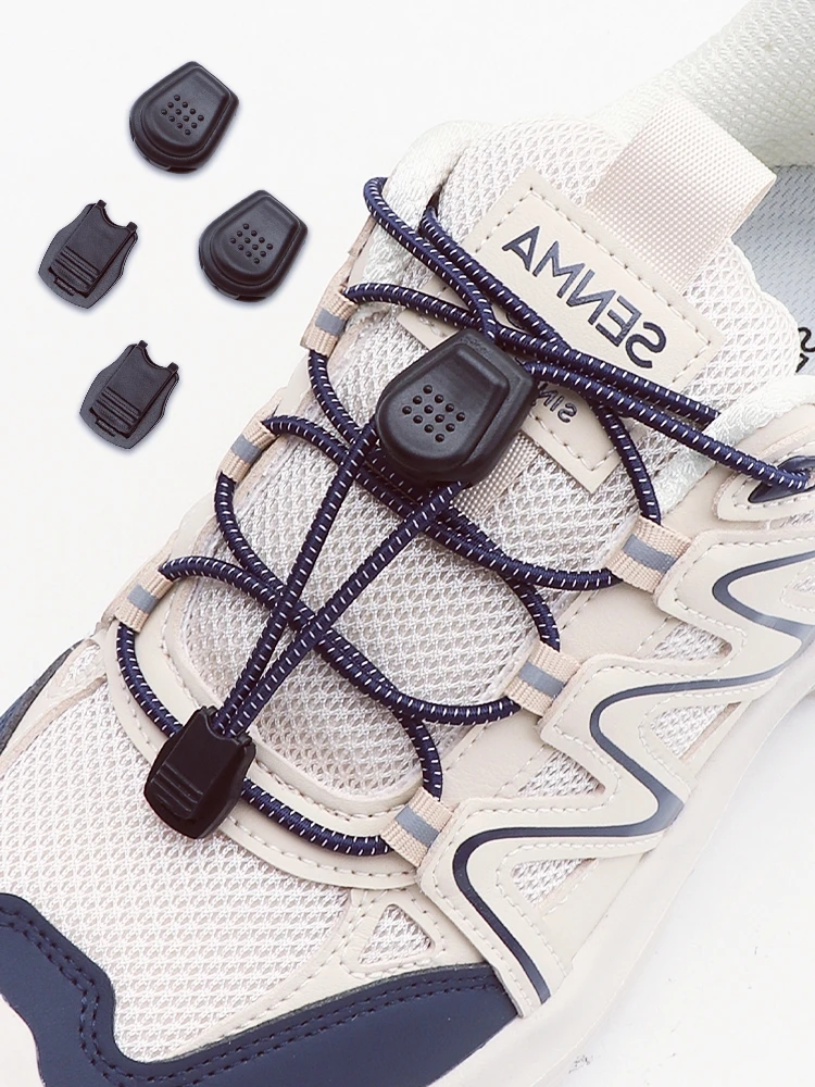 New No Tie Elastic Round Shoelaces with Press Lock Buckle Lazy Tieless Shoe Laces for Kids Adults Sneakers Hiking Running Shoes