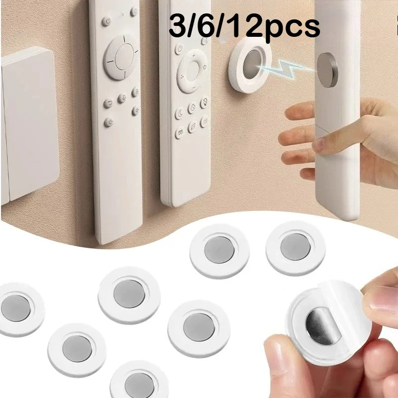 3/6/12pc Remote Magnetic Wall Holder Magnetic Paster Remote Control Holder No Drilling Storage Magnetic Hook Home Organization