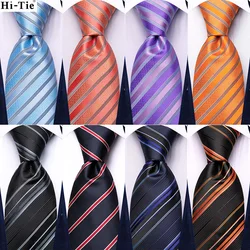Hi-Tie Elegent Men's Tie Set Gold Paisley 8.5cm Wedding Ties For Men New Fashion silk Design Hanky Cufflinks Set Quality Necktie