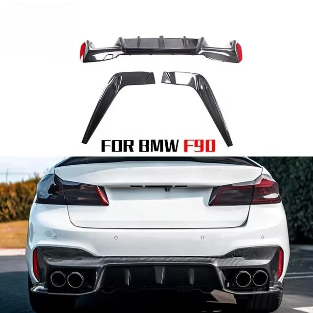 

Car 5 Pcs Set Rear Diffuser With Splitter For BMW F90 M5 3D Type Carbon Fiber Rear Body Kit 2018+