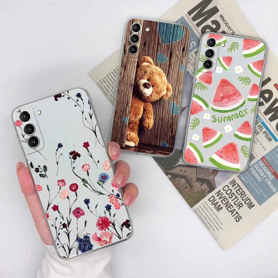 

Чехол для телефона Samsung Galaxy S21 Plus Ultra S21FE с цветами, прозрачный мягкий силиконовый защитный чехол из ТПУ для Galaxy S 21 Funda