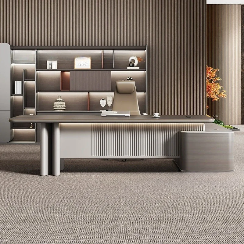 

Офисный стол для владельца света, роскошная элитная атмосфера, президент, современная скамейка, председатель, менеджер, комбинация офисного стола и стула