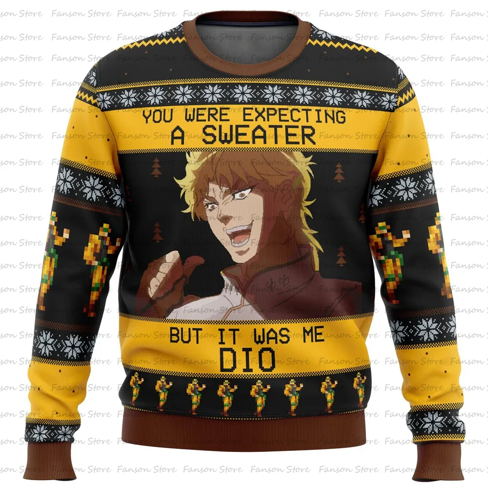 Homens e mulheres Jojo bizarra aventura feia camisola de Natal, pulôver feminino tops, desenho animado anime hoodie, camisola casal