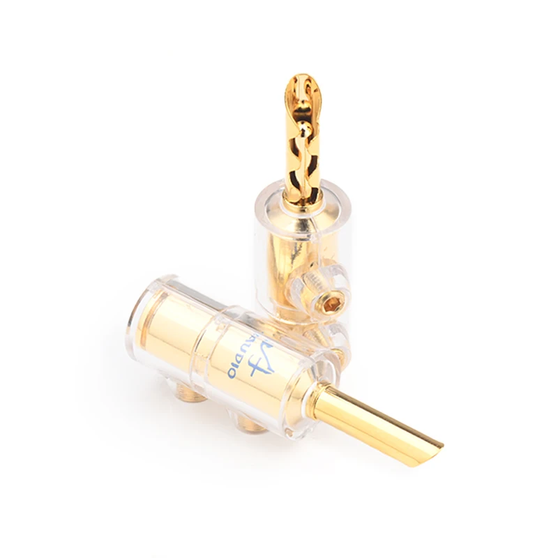 8PCS Hifi Banana Y Plug High Grade Pure Copper Gold Plated with Crystal Shell Banana Connector for free DIY Speaker Audio Cable