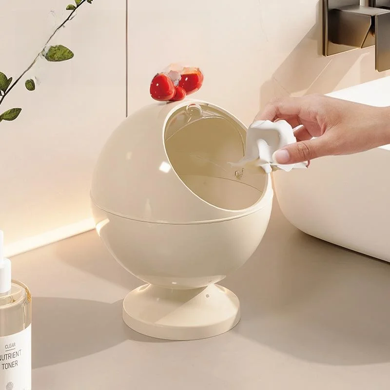 

Large Transparent Trash Can Cute Desktop Home Office Storage Bin Student Dormitory round Body Garbage Bin for Floor Cleaning