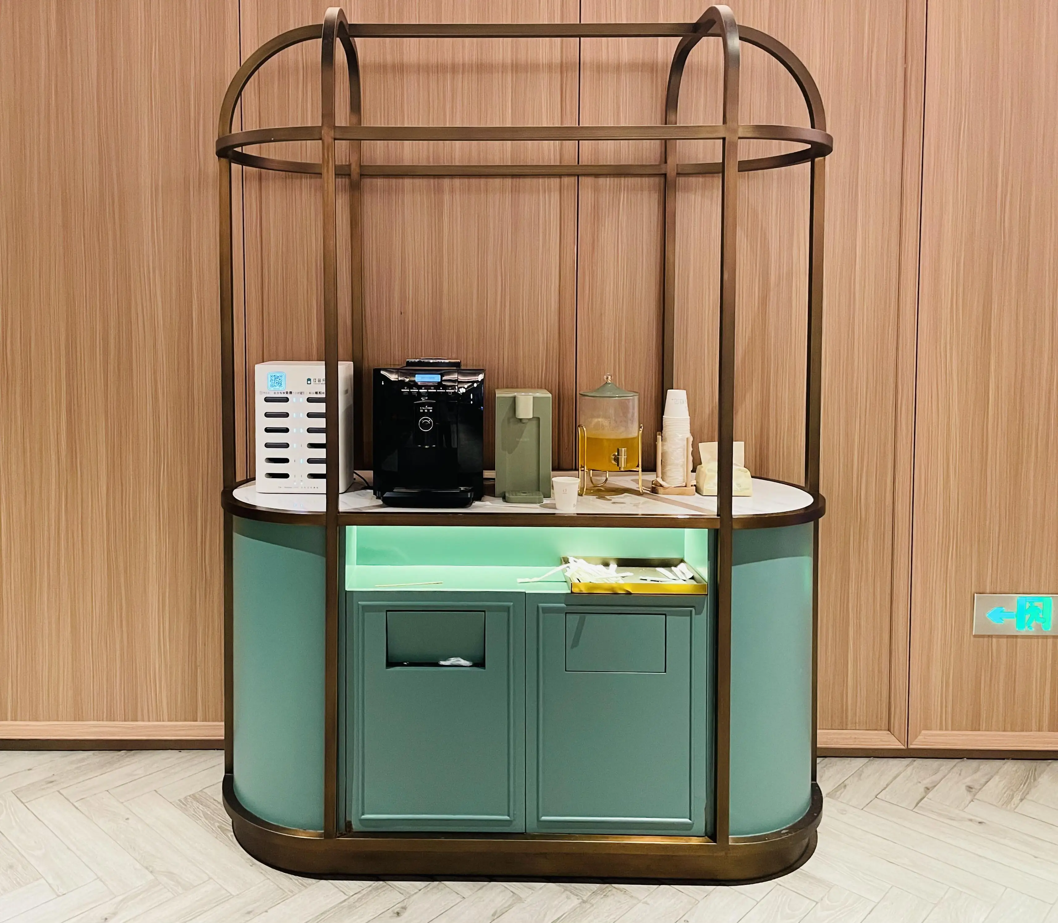 Modern minimalist metal frame glass display dining car multi-function