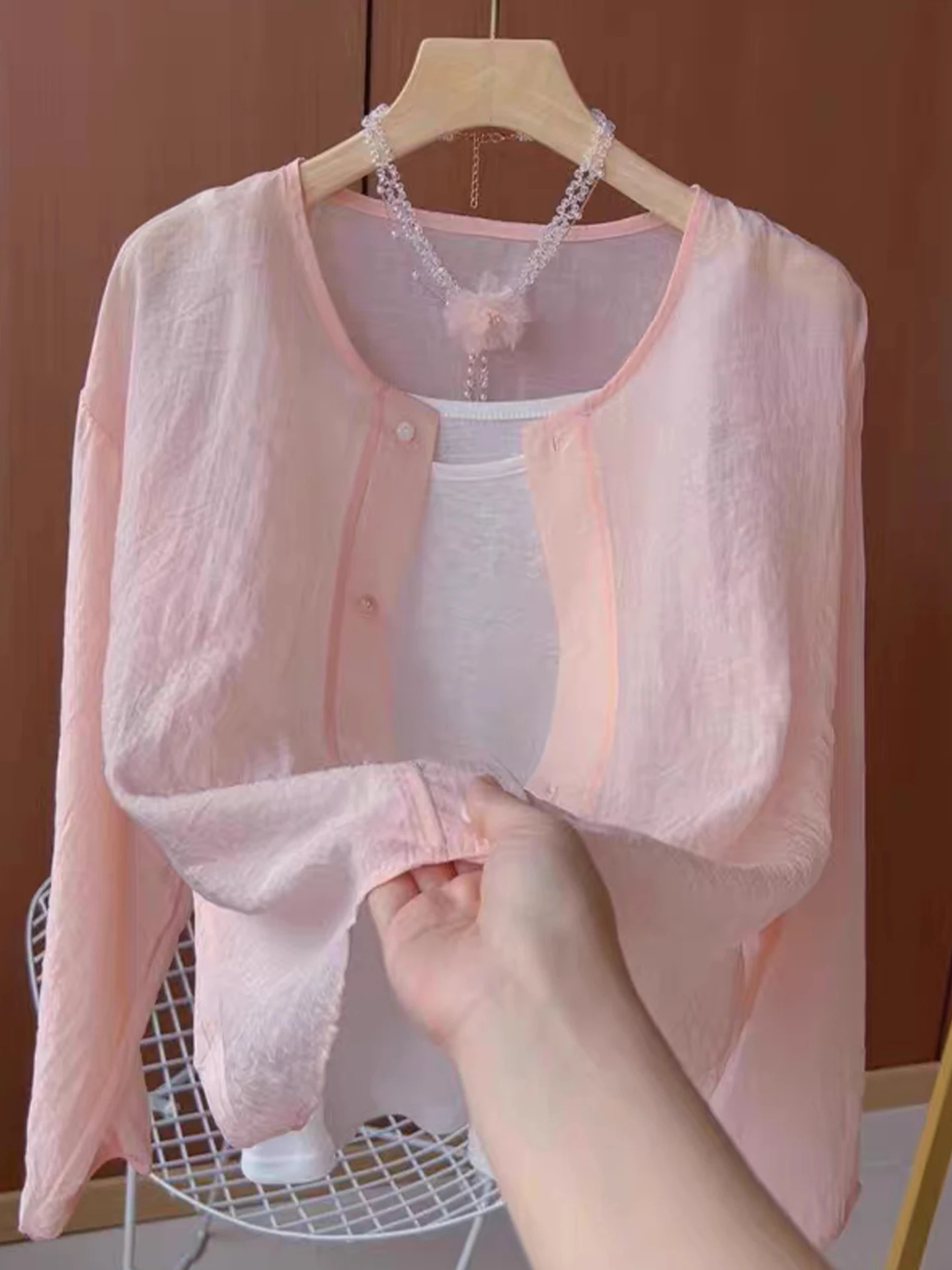 Leggero e traspirante lungo Sve Commute Jaet da donna in puro colore casual Sle Faionable irt versione coreana taglio dritto