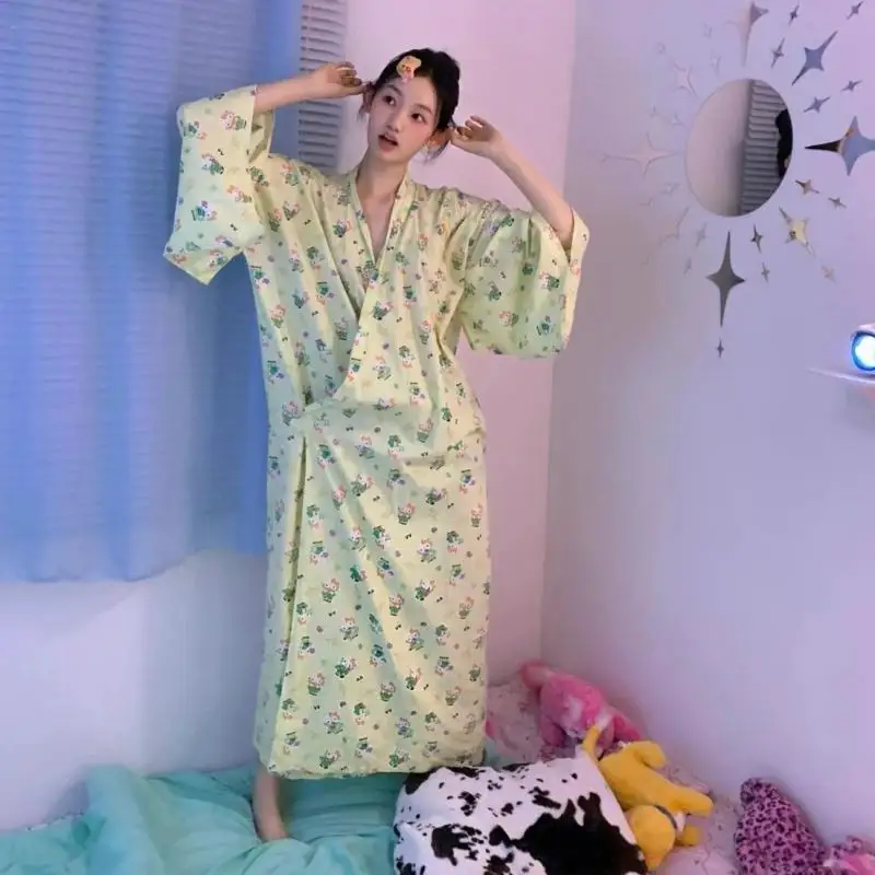 Sanrio Kawaii Kimono Albornoz Hello Kitty Kimono japonés Albornoz Pijamas Vestido novedad de verano niña pijama cómodo vestido regalo