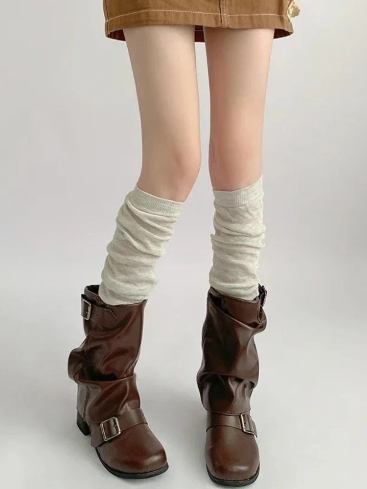 50cm Women Foot Sock Autumn Hose Gray Stepping Leg Warmers Ballet Sle White Pile-up Socks Calf Sock Casual Long Loose Leg Covers