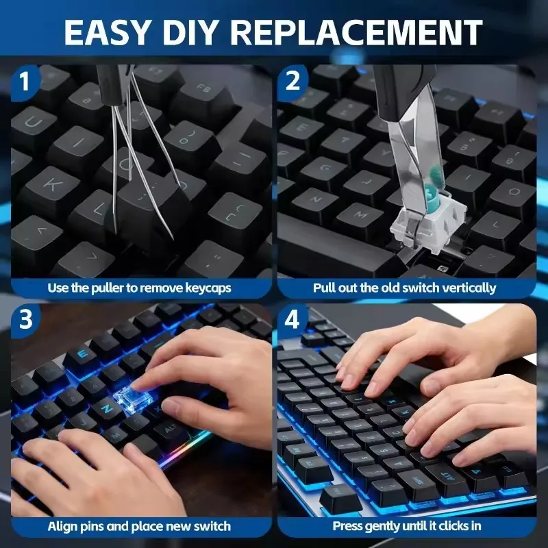 10-30Pcs 3 Pin Blue Red Brown Clicky Switches with Switch Puller Keyboard Clicker Keys Mechanical Keyboard Switches Clickers view 6
