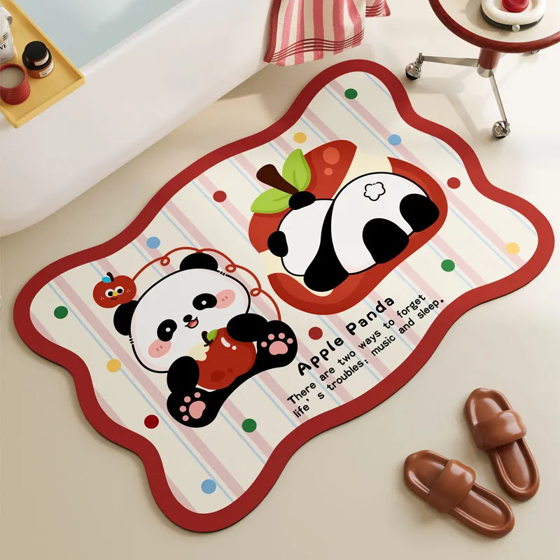 VIKAMA Bathroom Crystal Velvet Rug Easy To Clean Foot Mat At The Entrance Of The Bathroom Cartoon-Shaped Home Decor Accessory