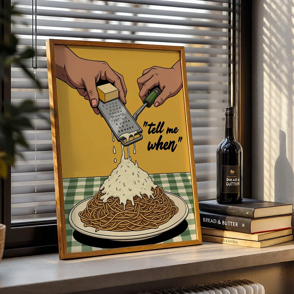 Vintage Wall Art For Restaurant And Kitchen, Cheese Pasta Canvas Poster & Print, Decorative Wall Art For Indoor Decoration