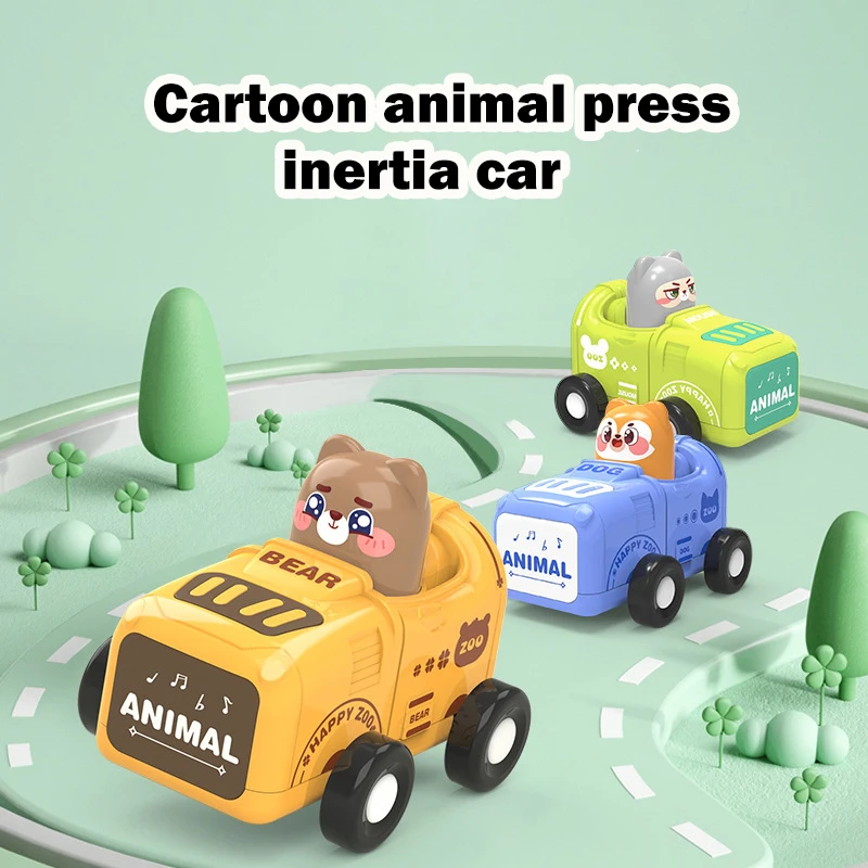 Funny Children Press Will Go Racing Car Toys Cartoon Cute Animal Inertia Sliding Car Model Children's Puzzle Toy Birthday Gift