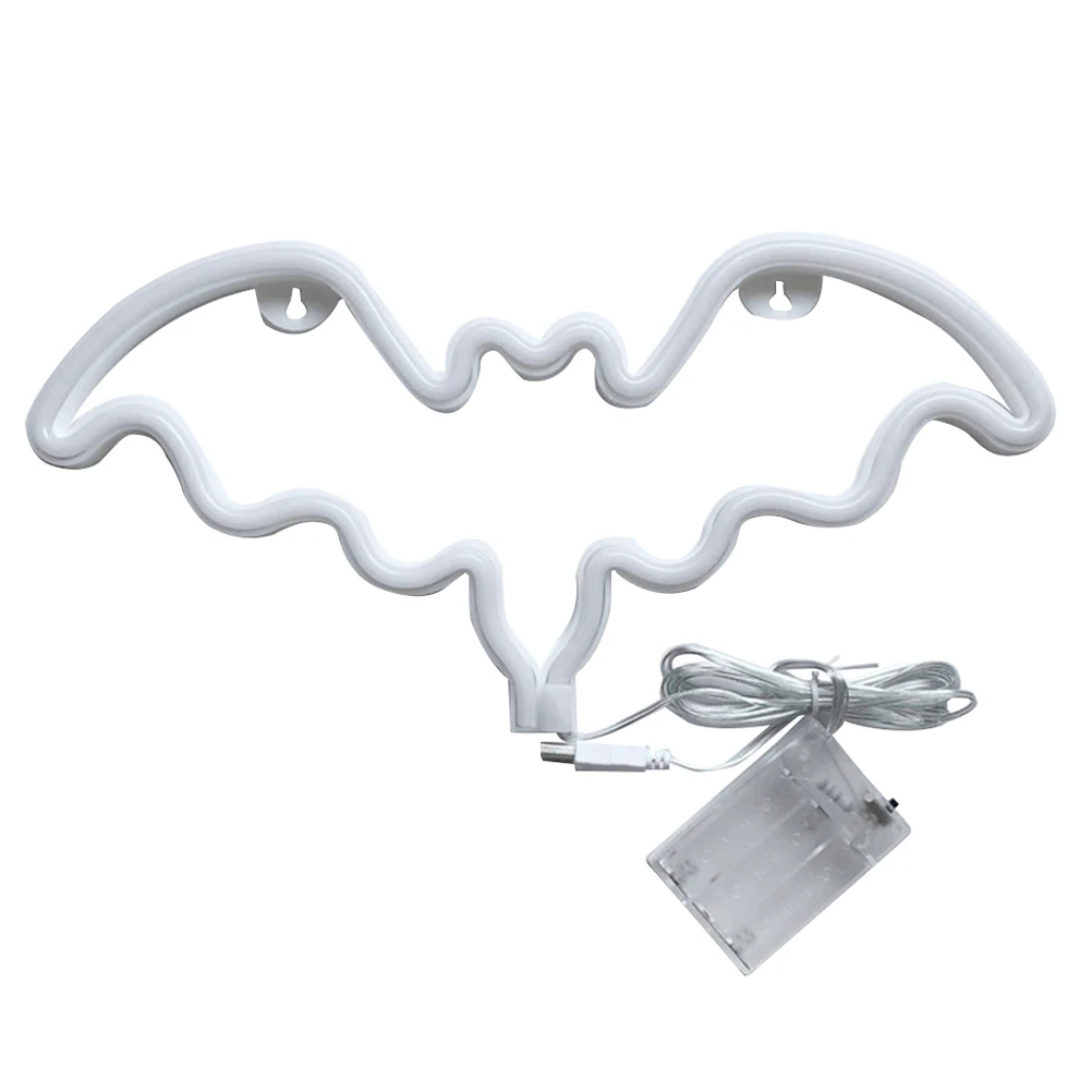 

1 pc Led Bat Light Halloween Dazzling Energy-Saving White Usb Powered Eco-Friendly Plastic Neon Light For Party Decoration