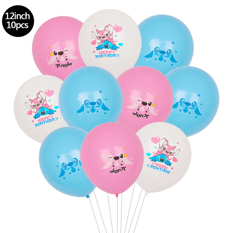 10PCS 12Inch Disney Lilo Stitch Latex Balloon Set Globo Boy Girl\'s Birthday Party Baby Shower Party Decorations Kid Toys Gift