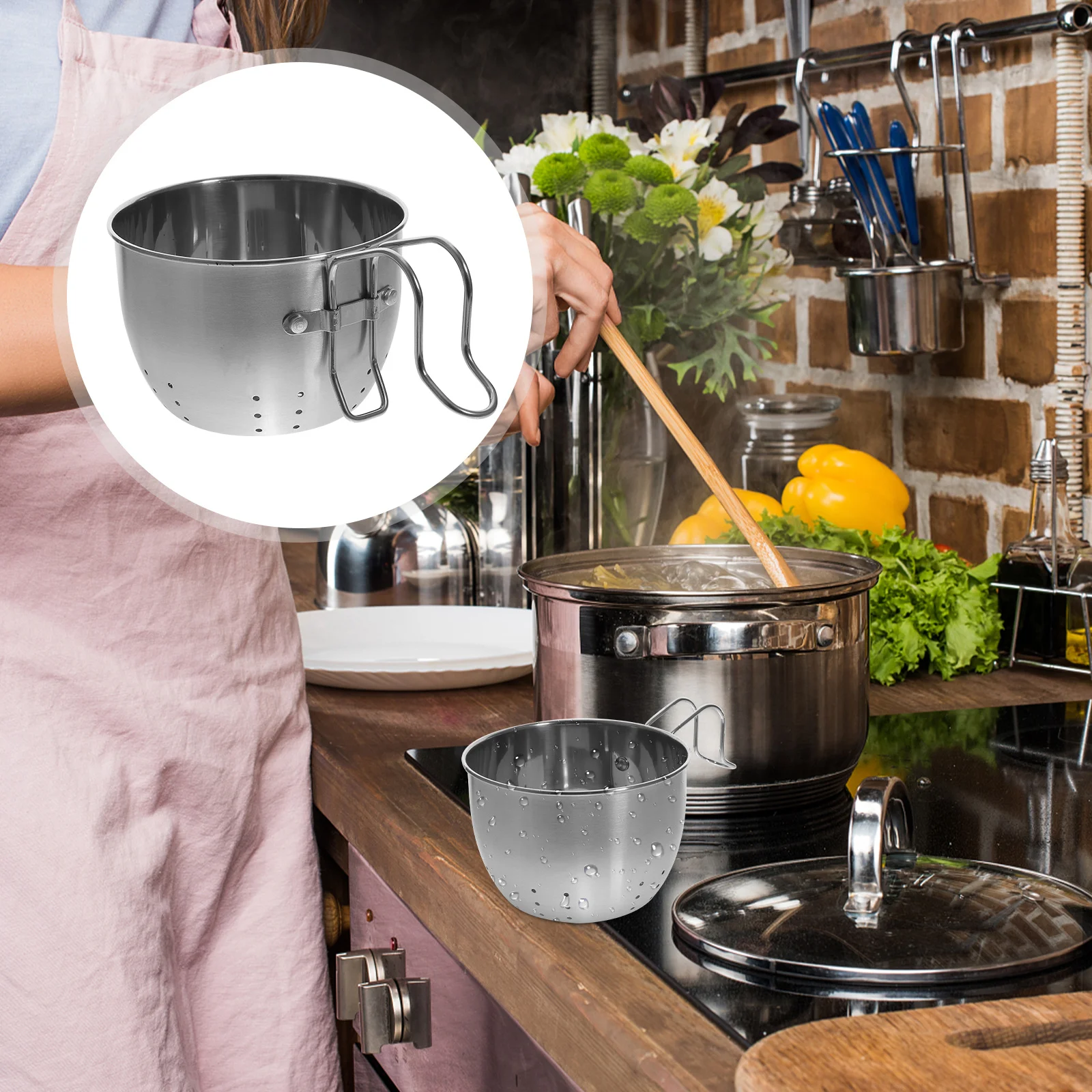 حوض الفولاذ المقاوم للصدأ استنزاف سلة إمدادات المطبخ المضادة للصدأ سهلة التنظيف متعددة الأغراض تخزين تجفيف الفاكهة غسل تجفيف الرف #5