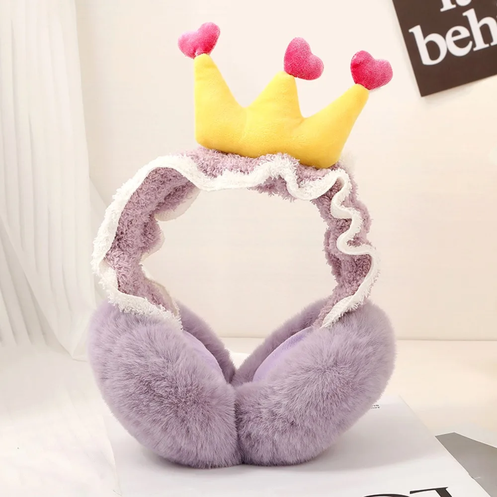 Soft Cute Crown Earmuffs Keep Warm Adjustable Fruit Earmuffs Folding Ear Protectors Winter Accessories Plush Earmuffs