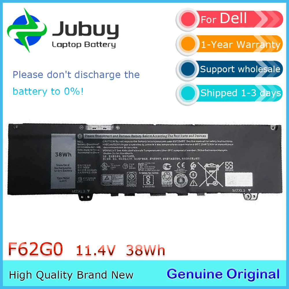 F62G0 11.4V 38Wh Original Laptop Battery for Dell Inspiron 13 7000 2in1 7373 7386 7370 7380 5370 RPJC3