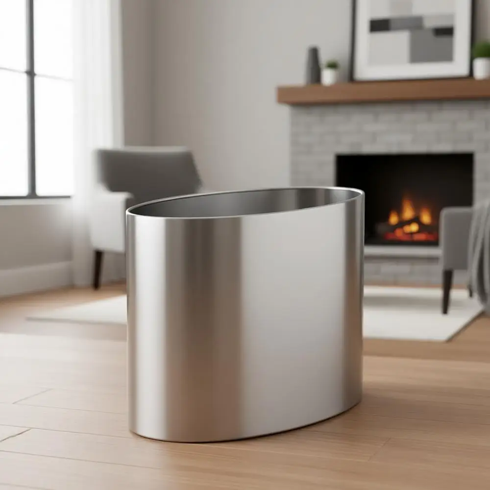 

Овальное мусорное ведро из нержавеющей стали, 7,9 л/2,09 г, подходит для дома, офиса, для отходов и переработки