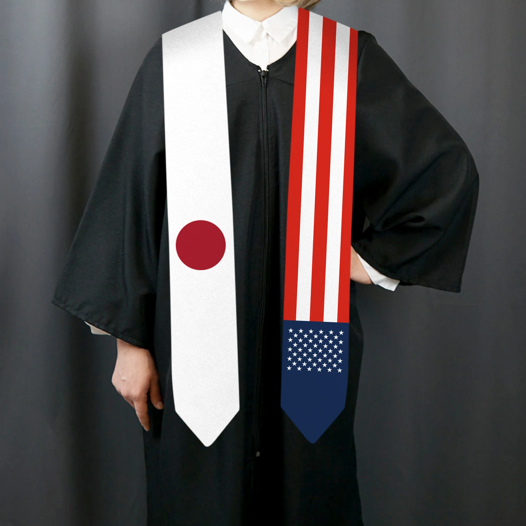 13x180cm USA And Japan Flag Graduation Sash Bachelor Gown Accessory Graduation Sash Scarf