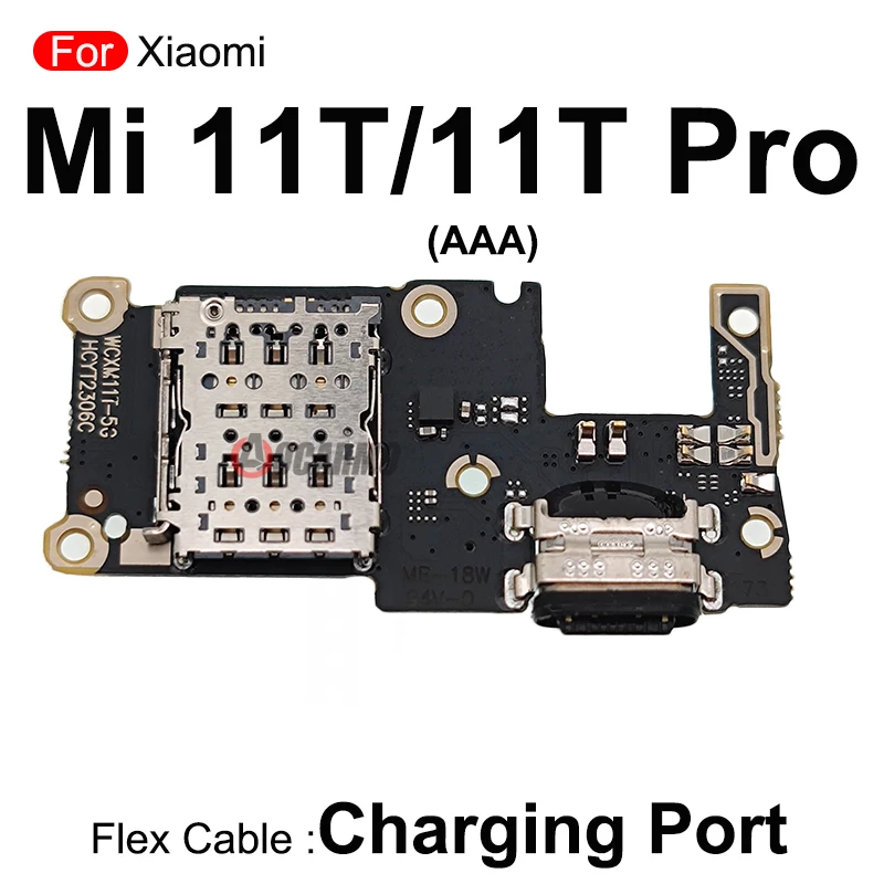 Aocarmo For Xiaomi Mi 11T Pro USB Charging Port Charger Dock With Sim Card Reader Flex Cable Replacement Parts